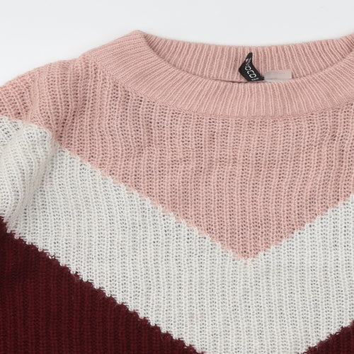Divided by H&M Womens Multicoloured Mock Neck Acrylic Pullover Jumper Size S