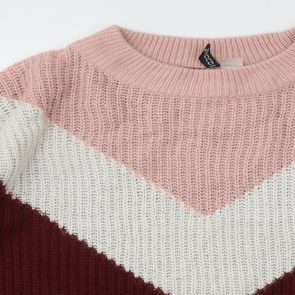 Divided by H&M Womens Multicoloured Mock Neck Acrylic Pullover Jumper Size S