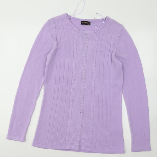 Roseanna Womens Purple Round Neck Acrylic Pullover Jumper Size M