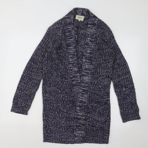 Papaya Womens Blue Collared Acrylic Cardigan Jumper Size S