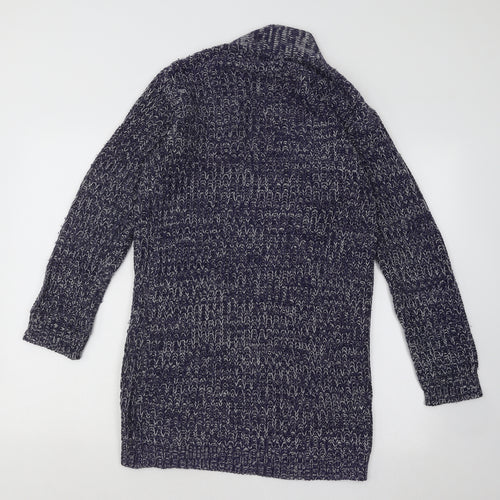 Papaya Womens Blue Collared Acrylic Cardigan Jumper Size S