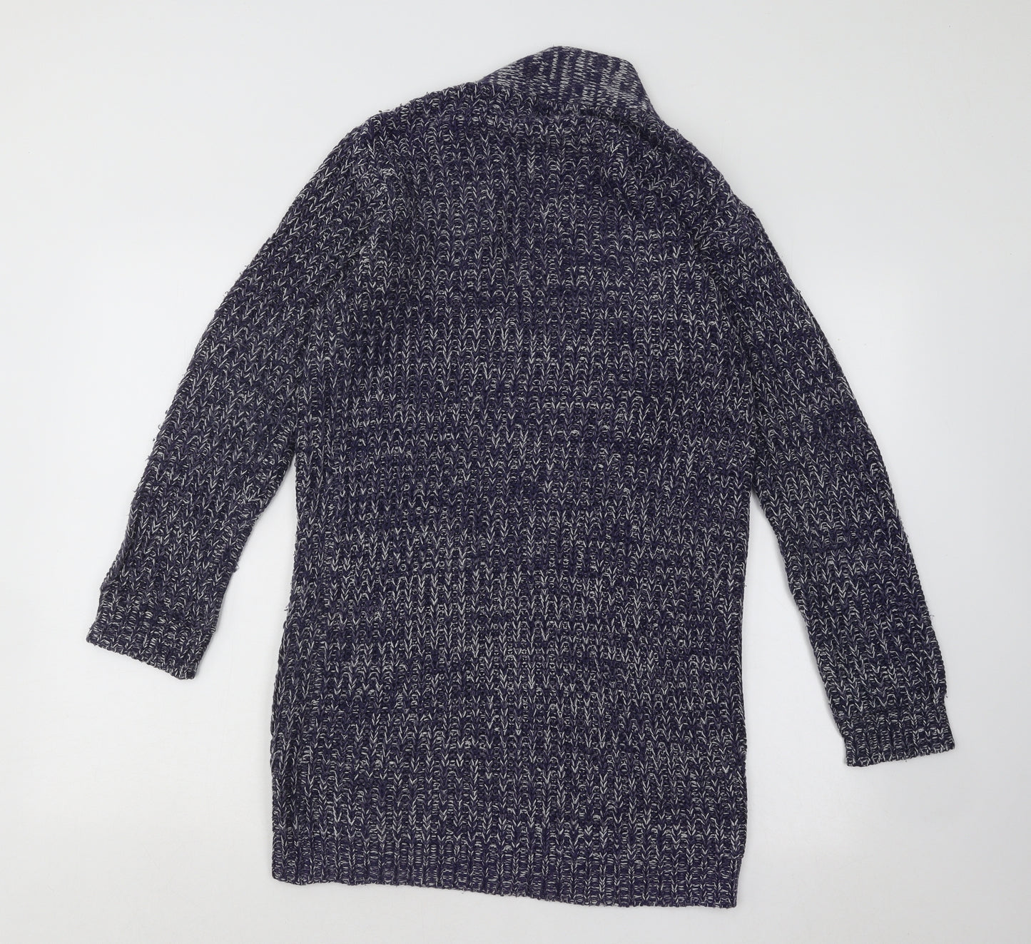 Papaya Womens Blue Collared Acrylic Cardigan Jumper Size S