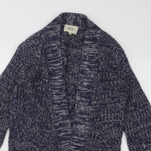 Papaya Womens Blue Collared Acrylic Cardigan Jumper Size S
