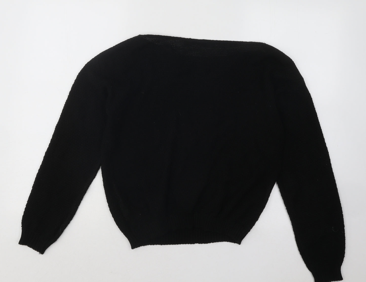 Boohoo Womens Black Boat Neck Acrylic Pullover Jumper Size M