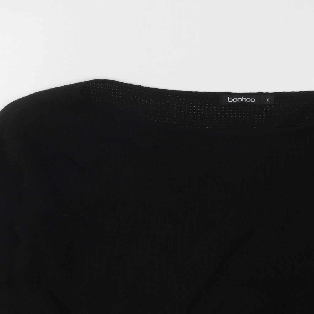 Boohoo Womens Black Boat Neck Acrylic Pullover Jumper Size M