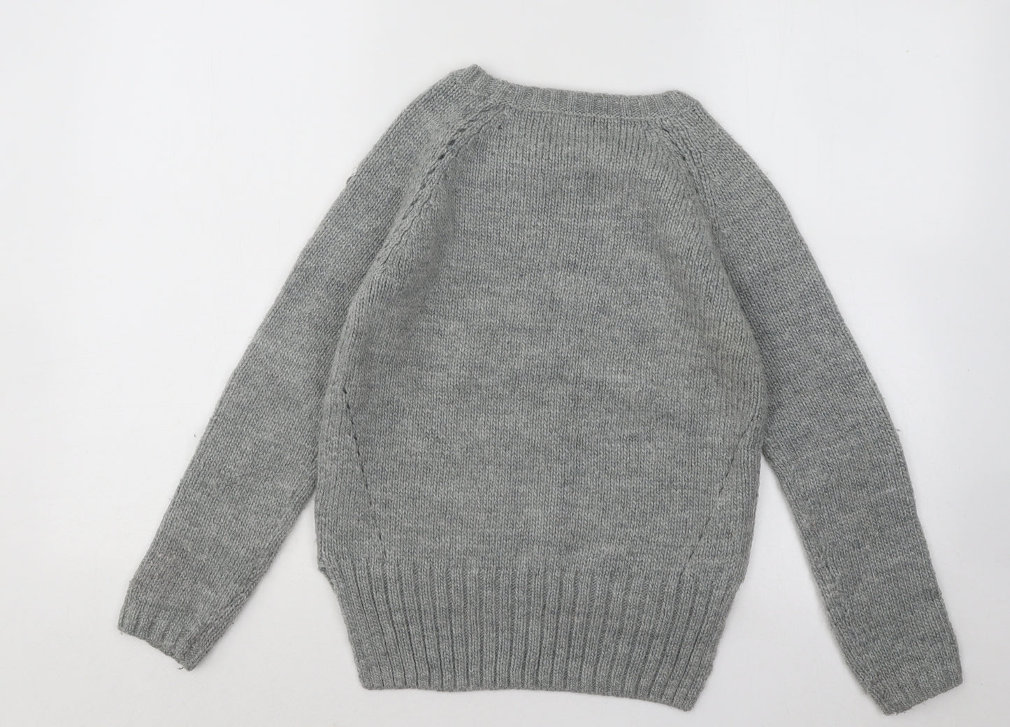 NEXT Girls Grey Round Neck Acrylic Pullover Jumper Size 11-12 Years Pullover