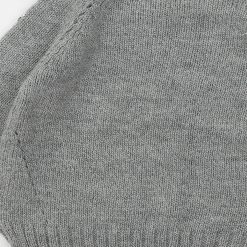 NEXT Girls Grey Round Neck Acrylic Pullover Jumper Size 11-12 Years Pullover