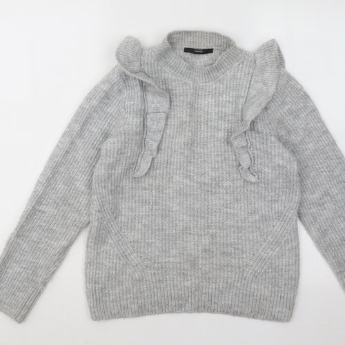 George Womens Grey Mock Neck Acrylic Pullover Jumper Size XS