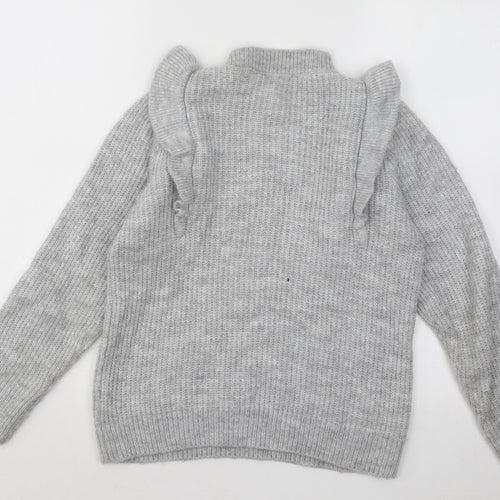 George Womens Grey Mock Neck Acrylic Pullover Jumper Size XS