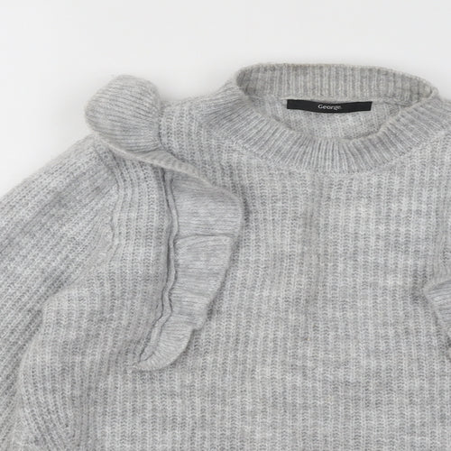 George Womens Grey Mock Neck Acrylic Pullover Jumper Size XS
