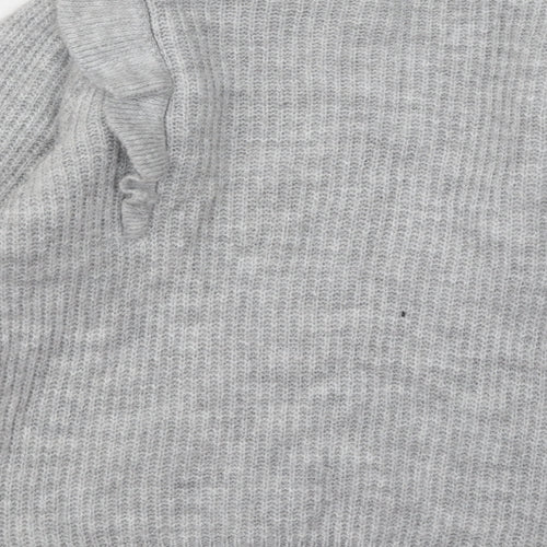 George Womens Grey Mock Neck Acrylic Pullover Jumper Size XS