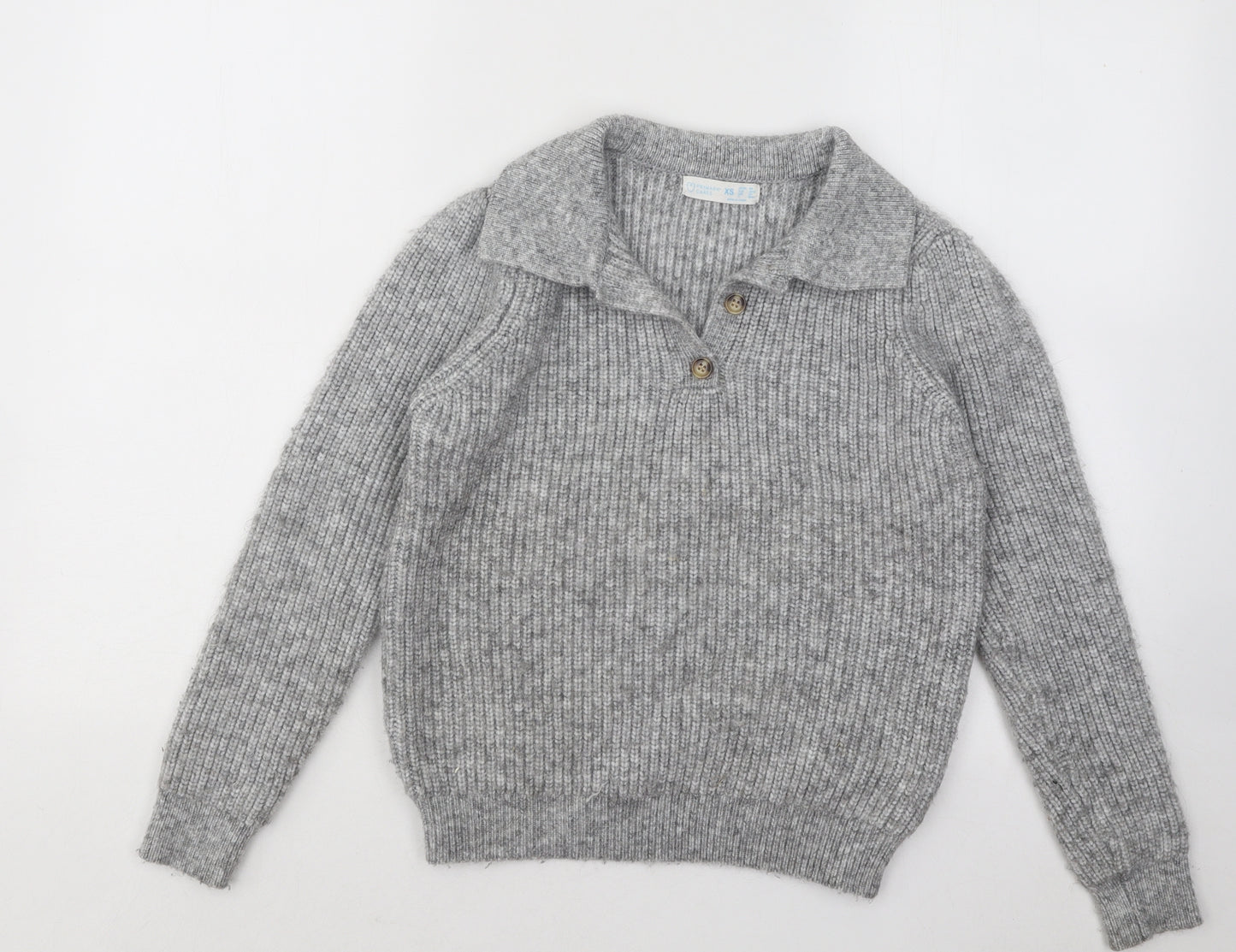 Primark Womens Grey Collared Acrylic Pullover Jumper Size 4