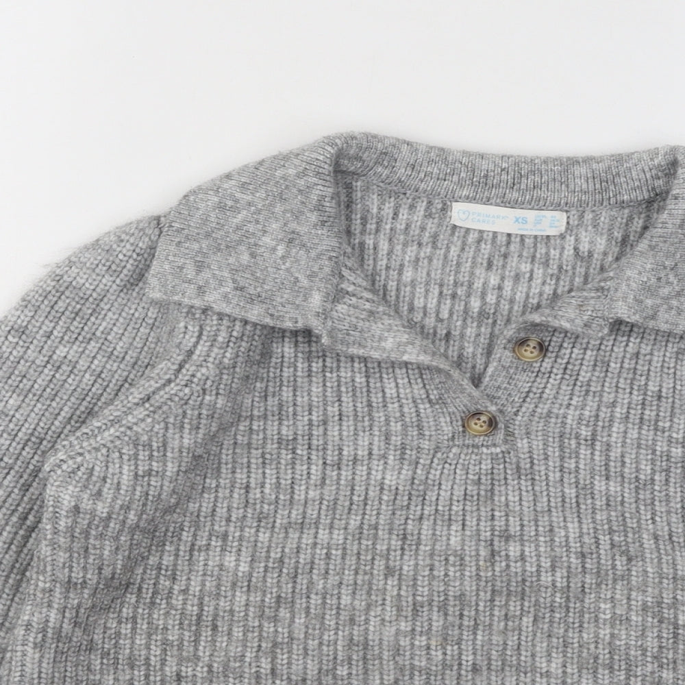 Primark Womens Grey Collared Acrylic Pullover Jumper Size 4