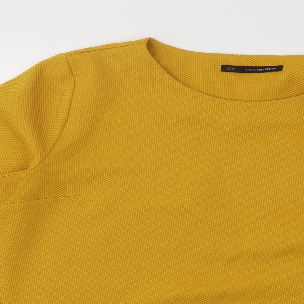 Sfera Womens Yellow Round Neck Polyester Pullover Jumper Size XL