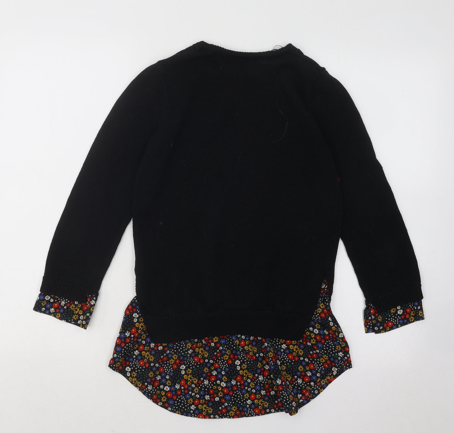 Papaya Womens Black Round Neck Floral Acrylic Pullover Jumper Size 6