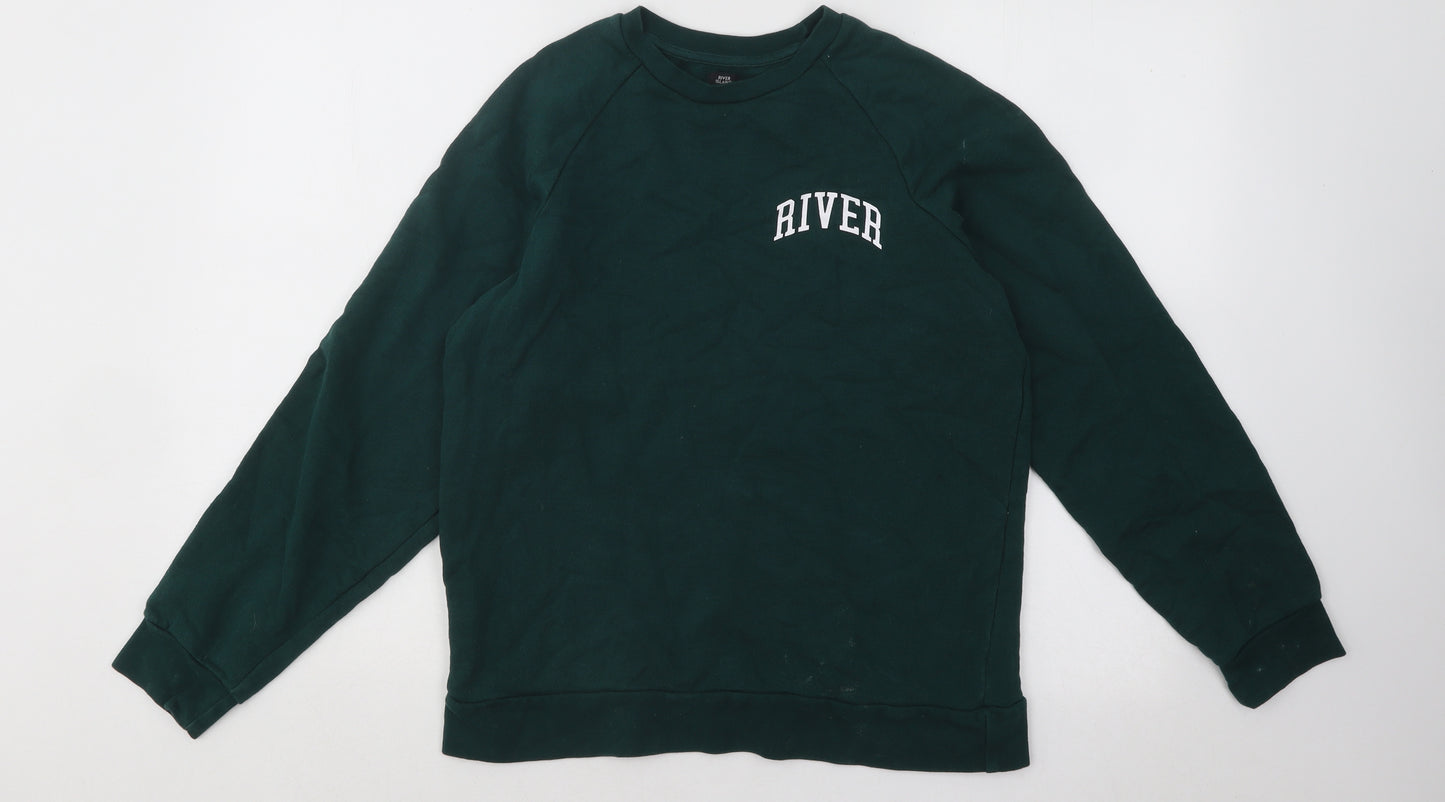 River Island Boys Green Cotton Pullover Sweatshirt Size 15-16 Years Pullover