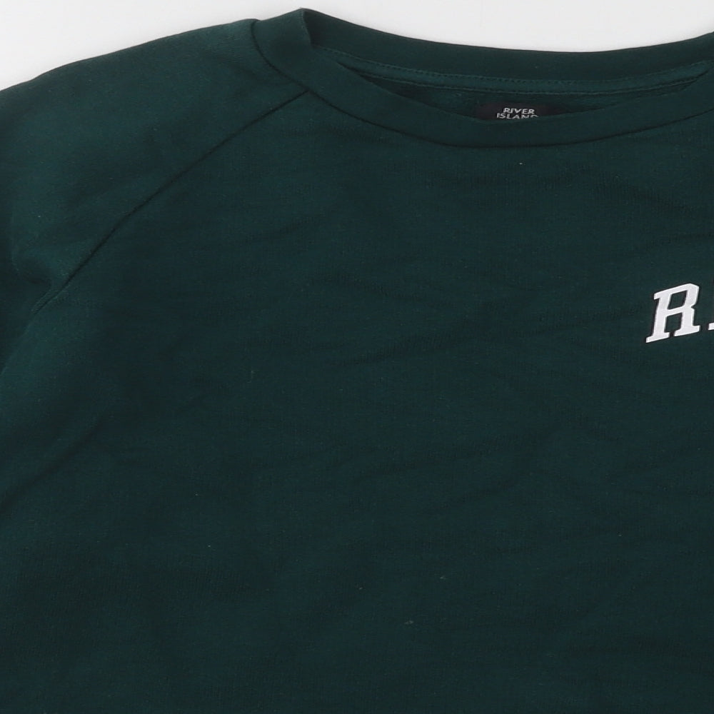 River Island Boys Green Cotton Pullover Sweatshirt Size 15-16 Years Pullover