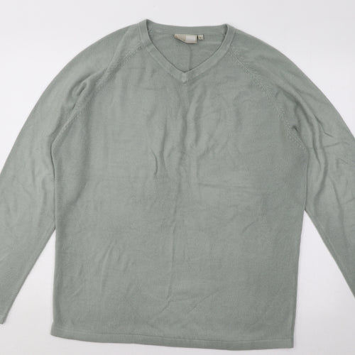 Zantos Mens Grey V-Neck Acrylic Pullover Jumper Size L
