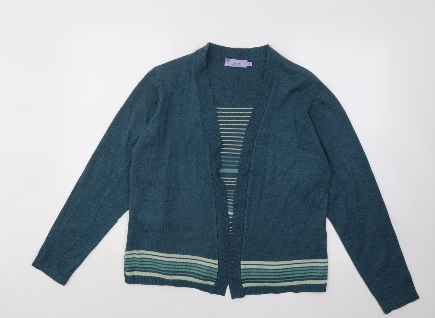 Honor Millburn Womens Blue Round Neck Striped Acrylic Pullover Jumper Size 14