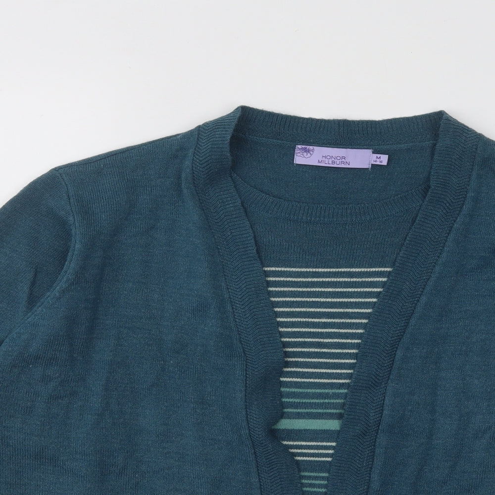 Honor Millburn Womens Blue Round Neck Striped Acrylic Pullover Jumper Size 14