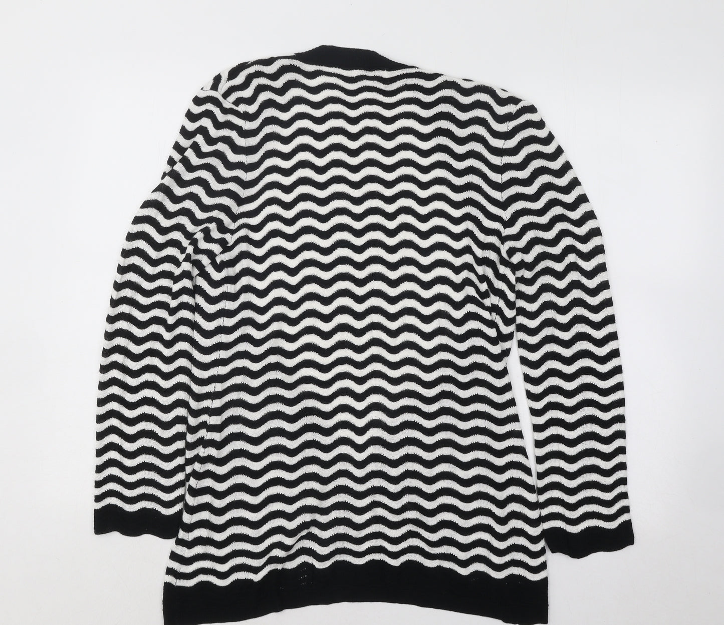 Damart Womens Black V-Neck Striped Viscose Cardigan Jumper Size 10