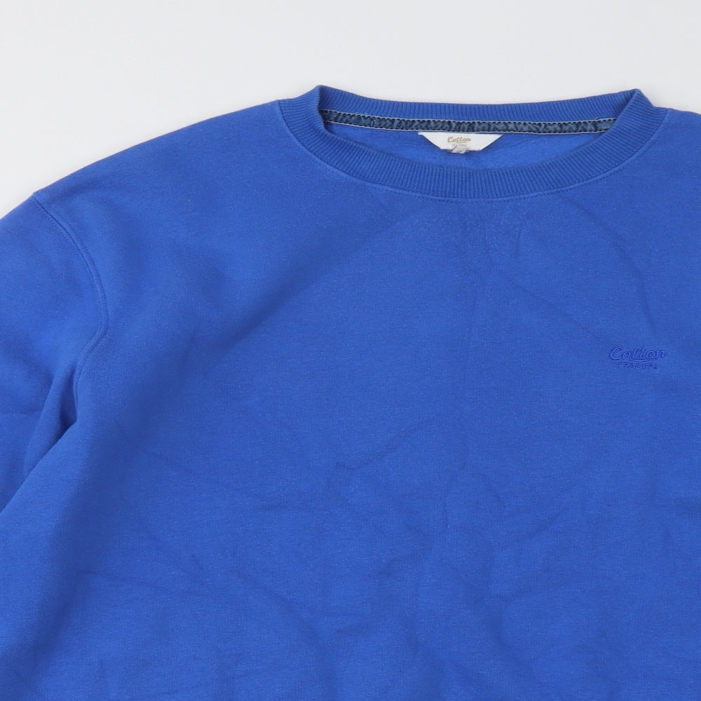 Cotton Traders Mens Blue Cotton Pullover Sweatshirt Size XL