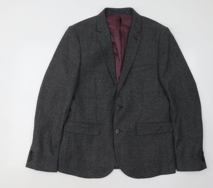 Burton Mens Grey Wool Jacket Suit Jacket Size 40