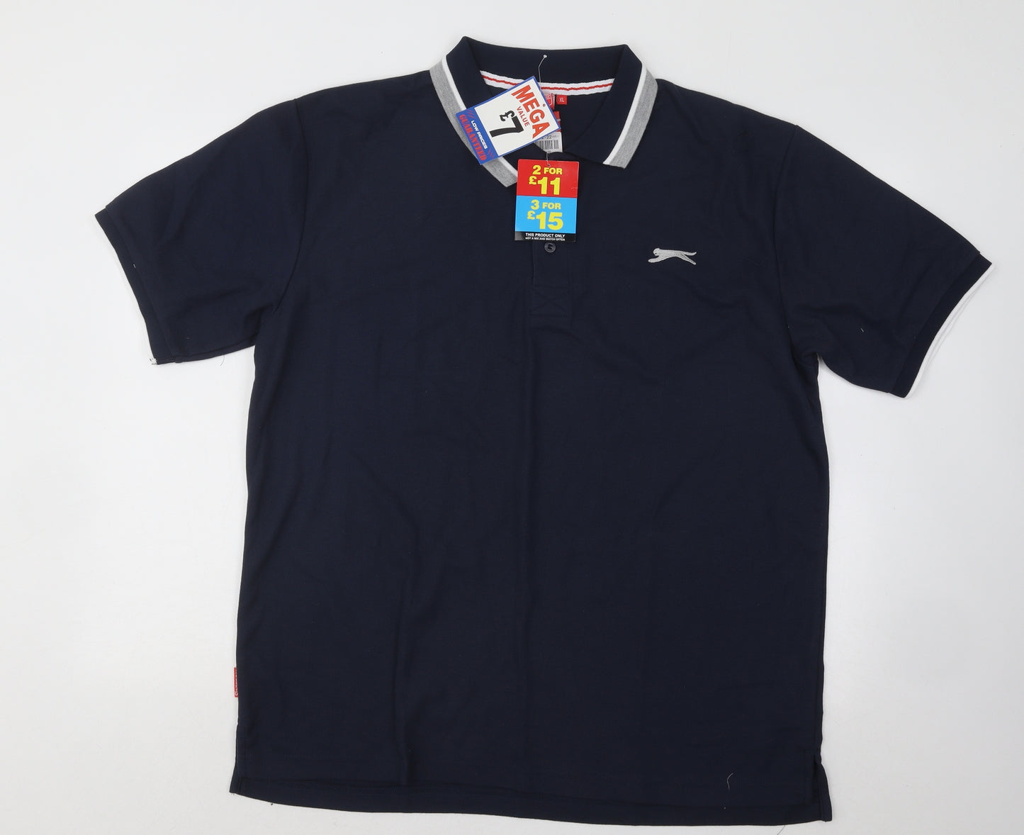 Slazenger Mens Blue Cotton Polo Size XL Collared Button