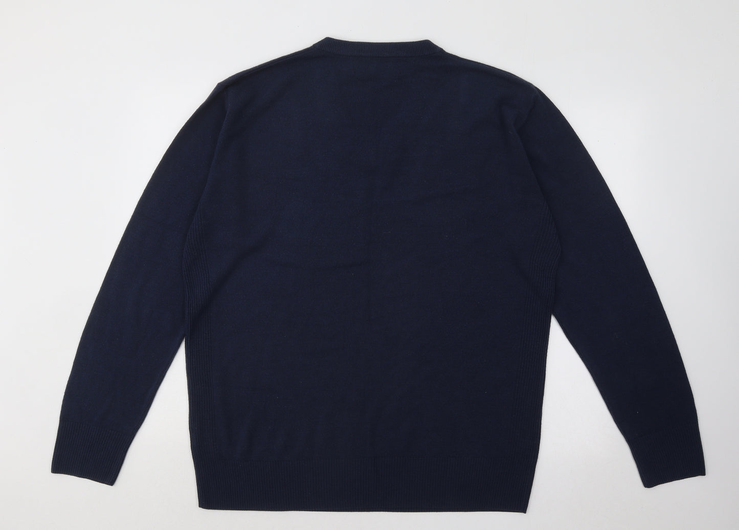 NEXT Mens Blue V-Neck Acrylic Pullover Jumper Size XL