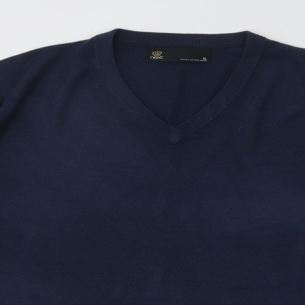 NEXT Mens Blue V-Neck Acrylic Pullover Jumper Size XL