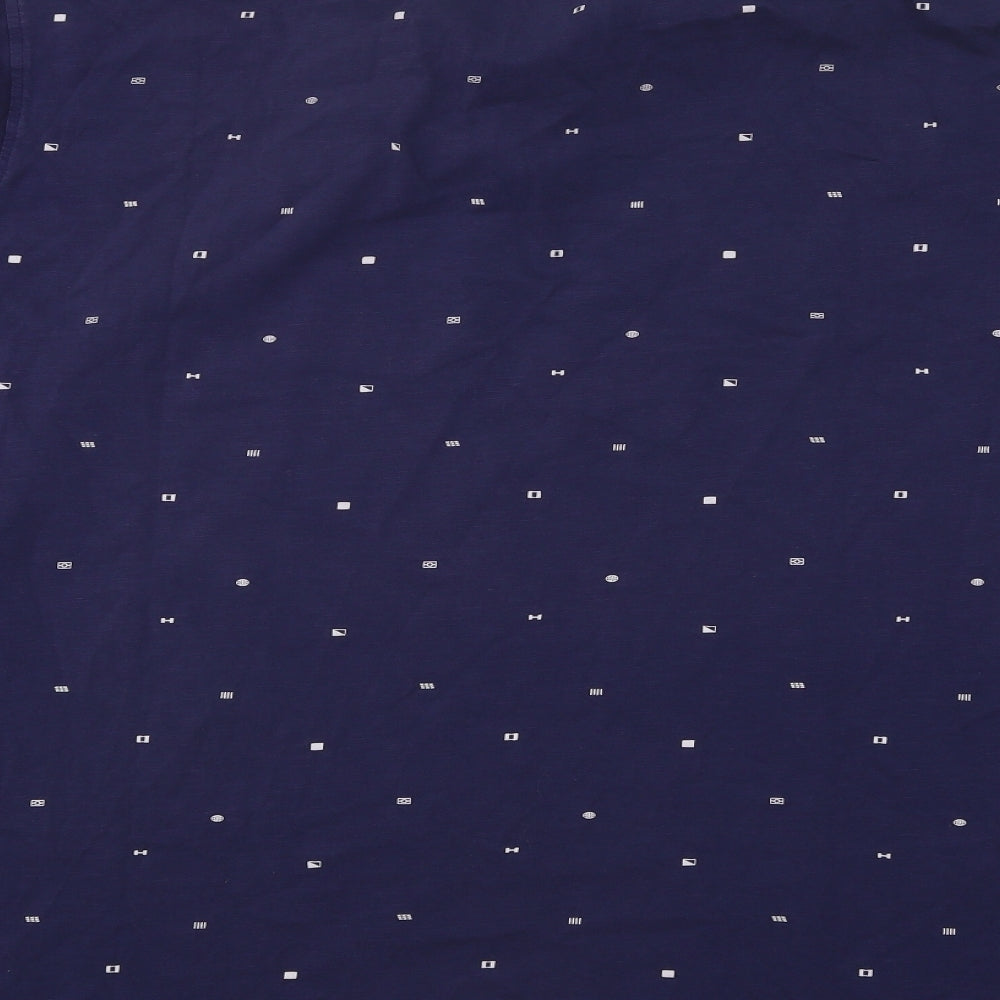 Dunnes Stores Mens Blue Geometric Cotton Polo Size 3XL Collared Button