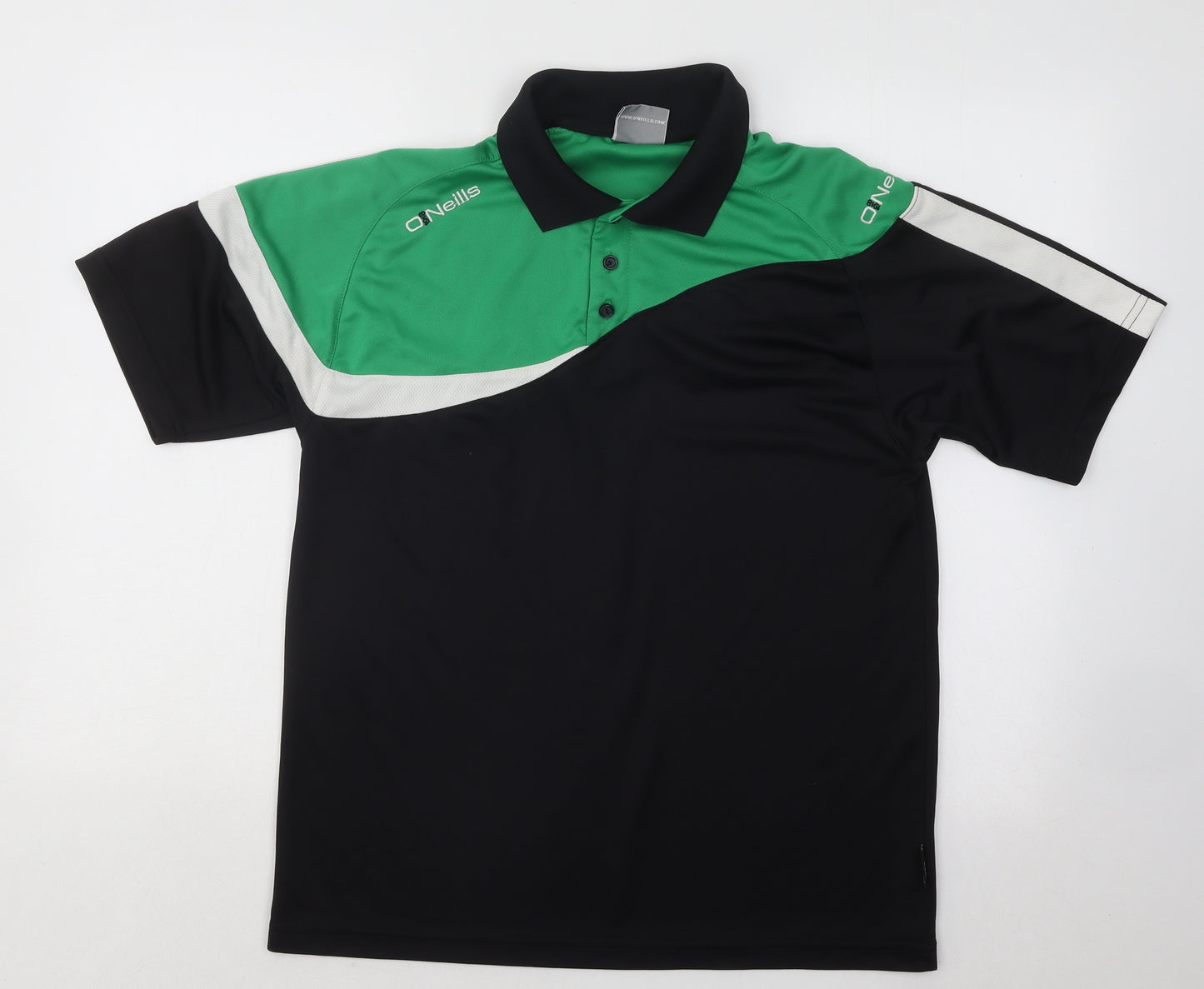 O'Neill Mens Black Colourblock Polyester Polo Size M Collared Button