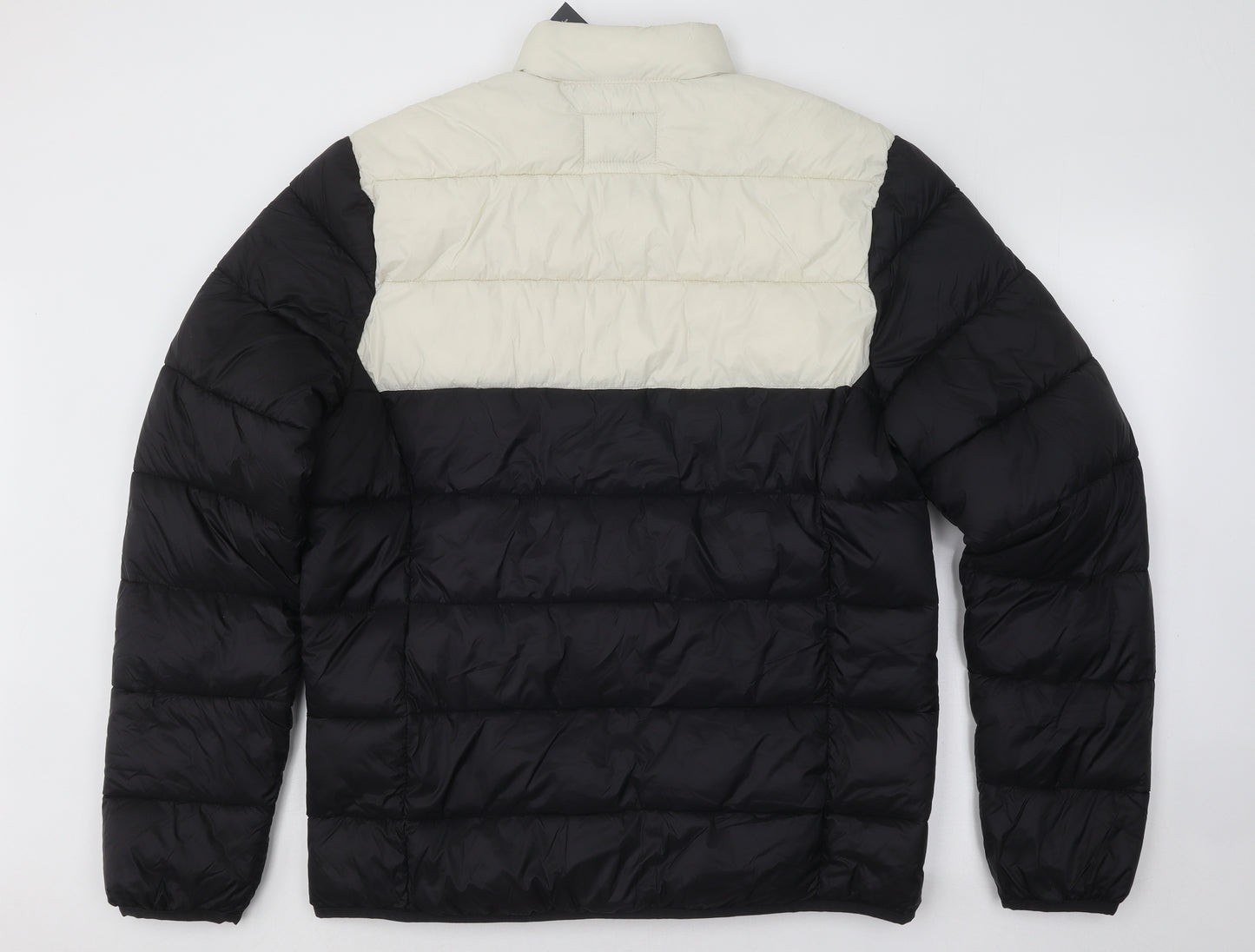 George Mens Black Puffer Jacket Coat Size L Zip