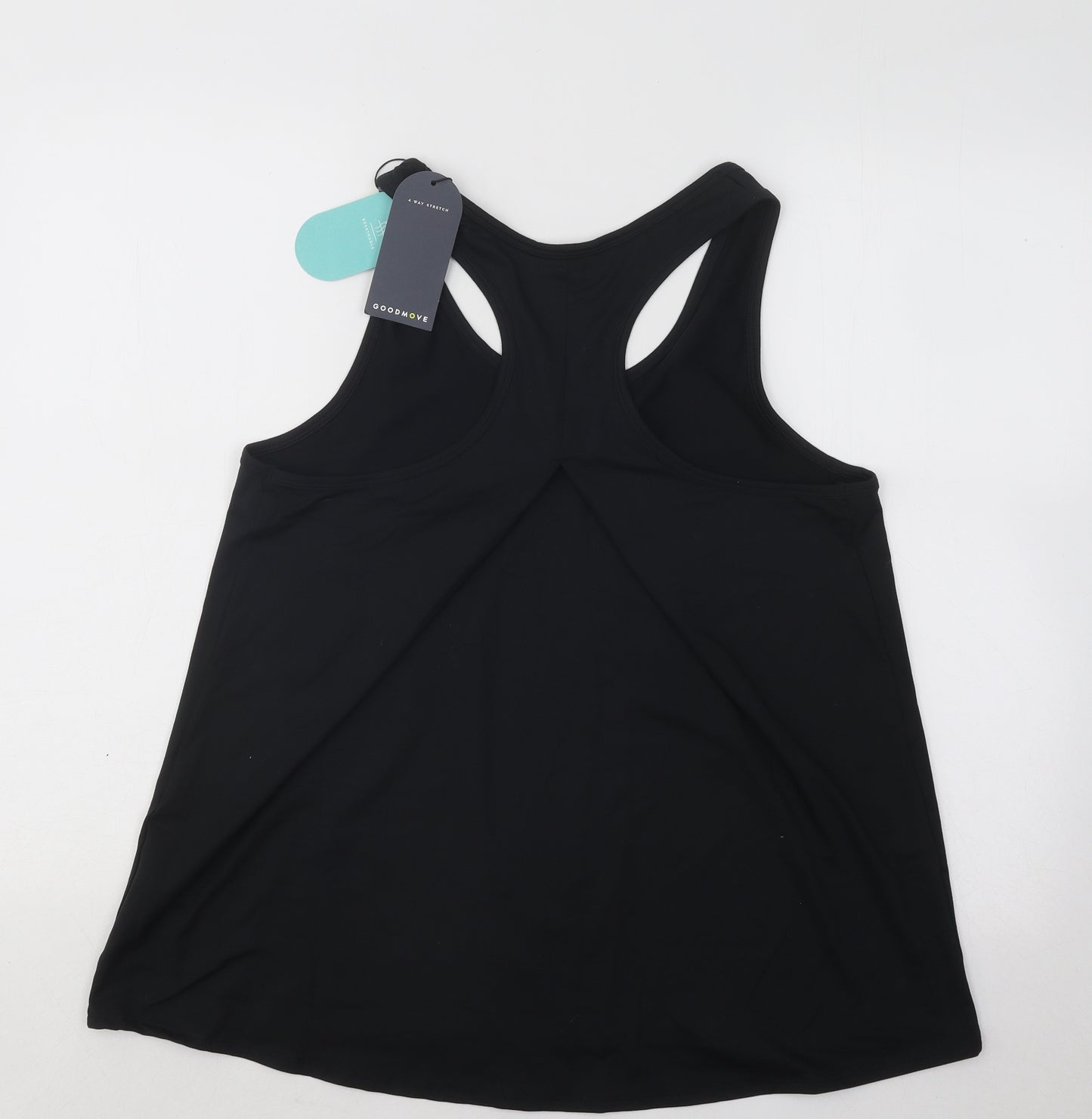 GOOD MOVE Womens Black Polyester Basic Tank Size M Round Neck Pullover