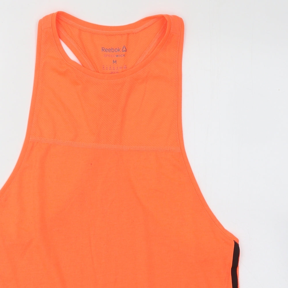 Reebok Womens Orange Polyester Basic Tank Size M Round Neck Pullover