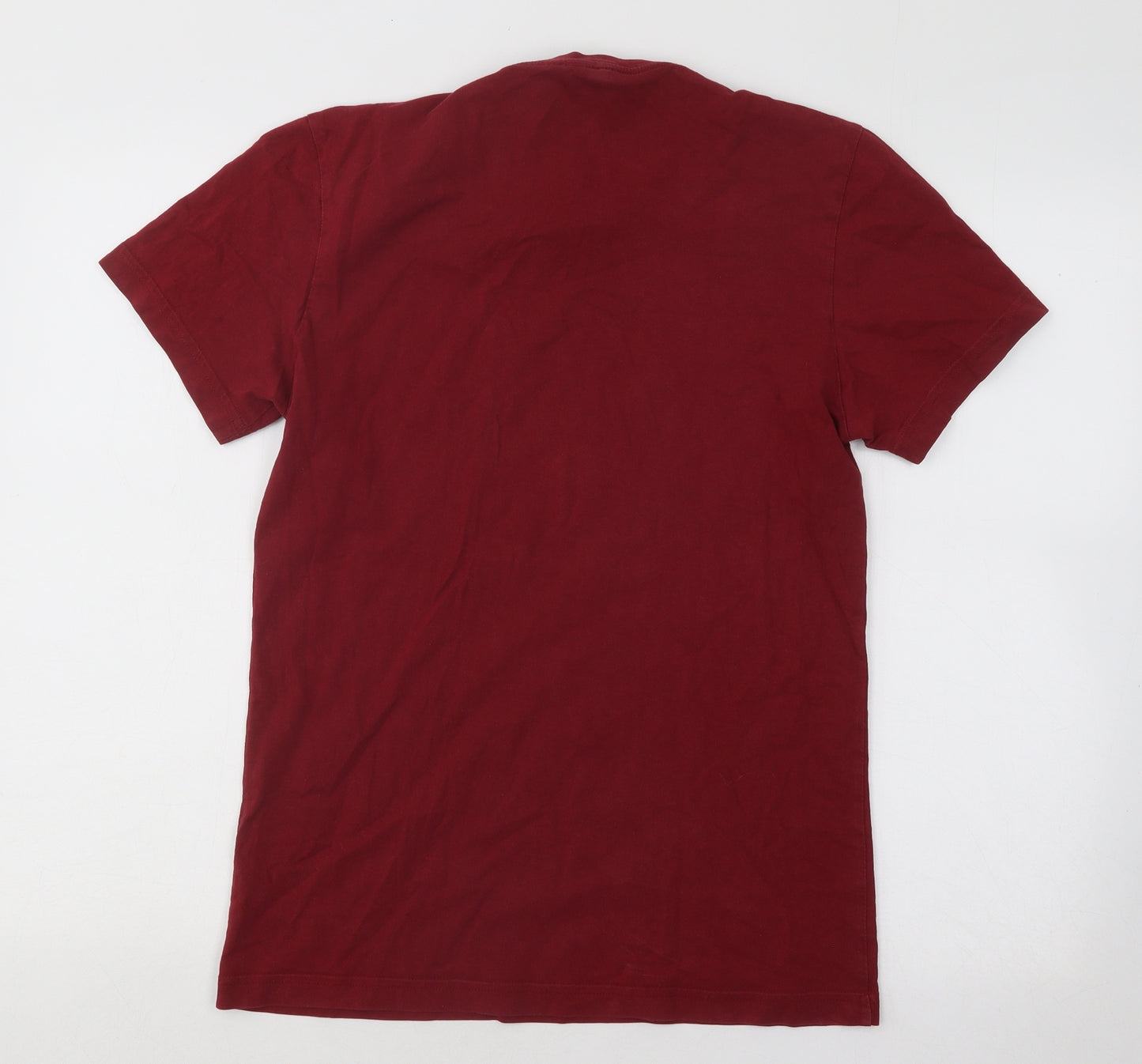 adidas Mens Red Cotton T-Shirt Size S Round Neck