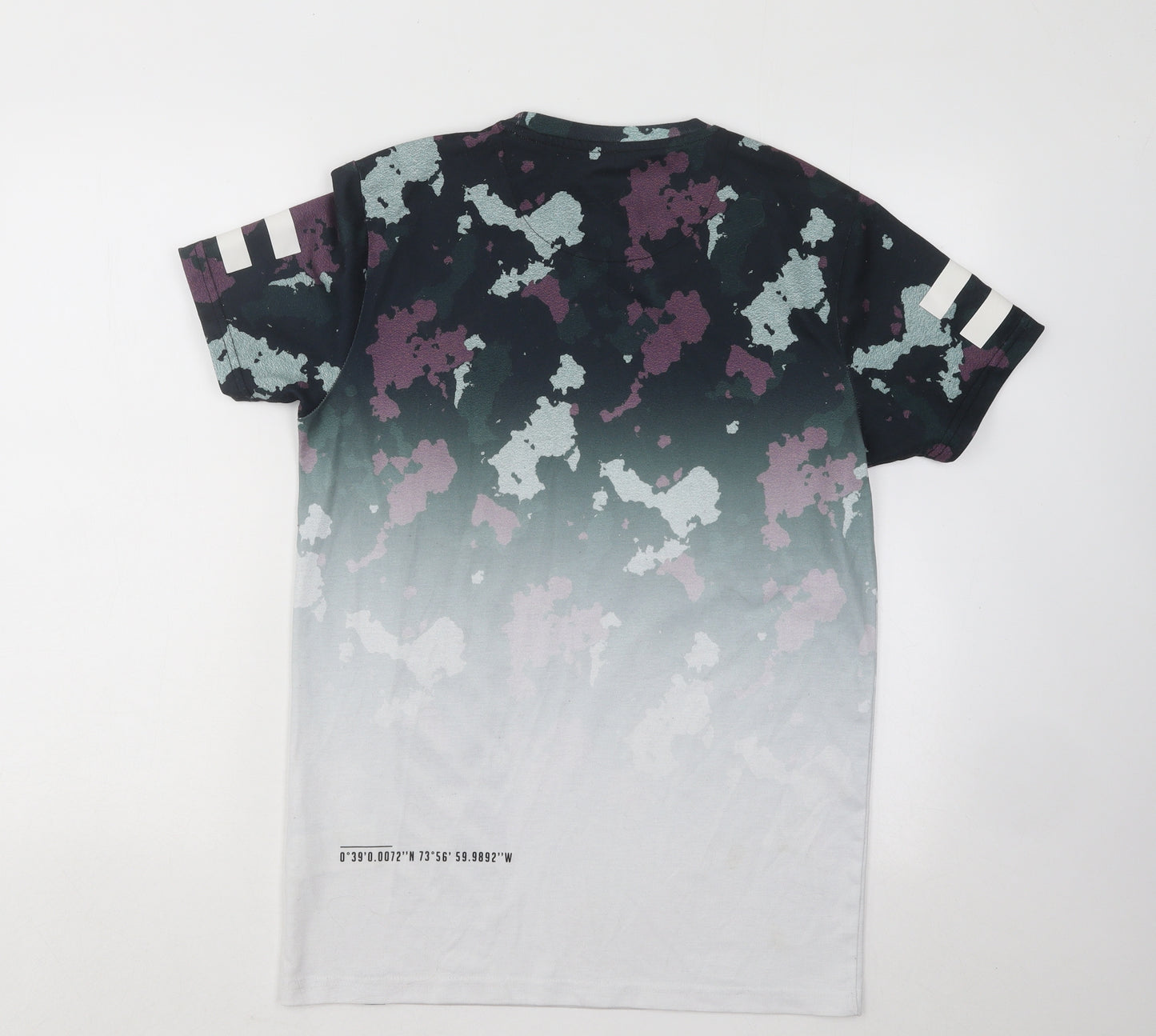 Fabric Mens Multicoloured Geometric Cotton T-Shirt Size S Round Neck
