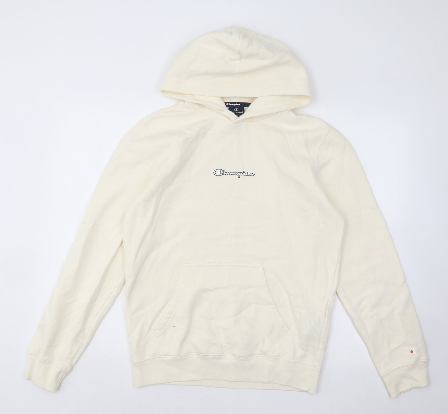 Champion Mens Ivory Cotton Pullover Hoodie Size M
