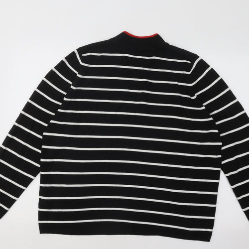 Marks and Spencer Womens Black Mock Neck Striped Acrylic Pullover Jumper Size 18