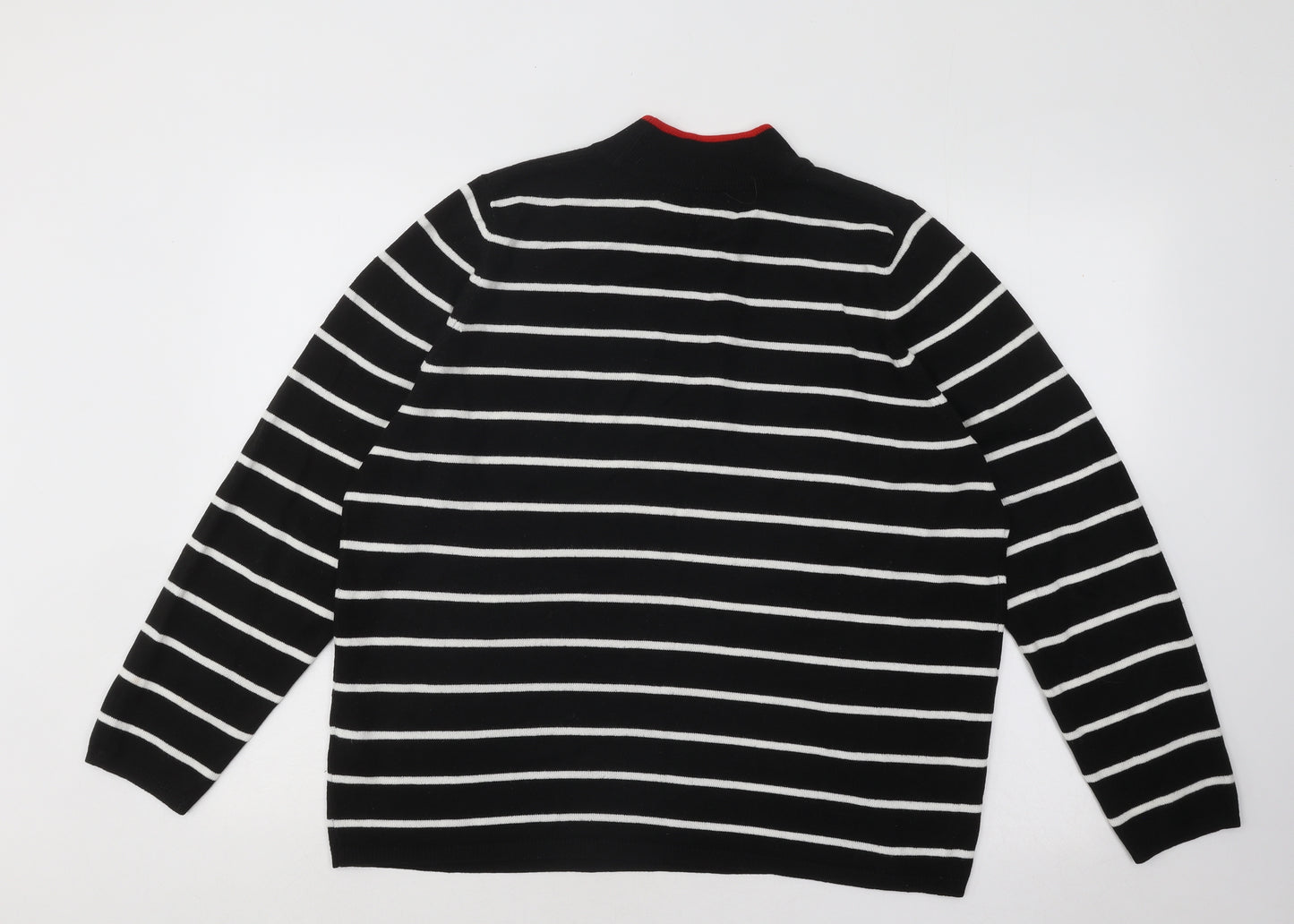 Marks and Spencer Womens Black Mock Neck Striped Acrylic Pullover Jumper Size 18