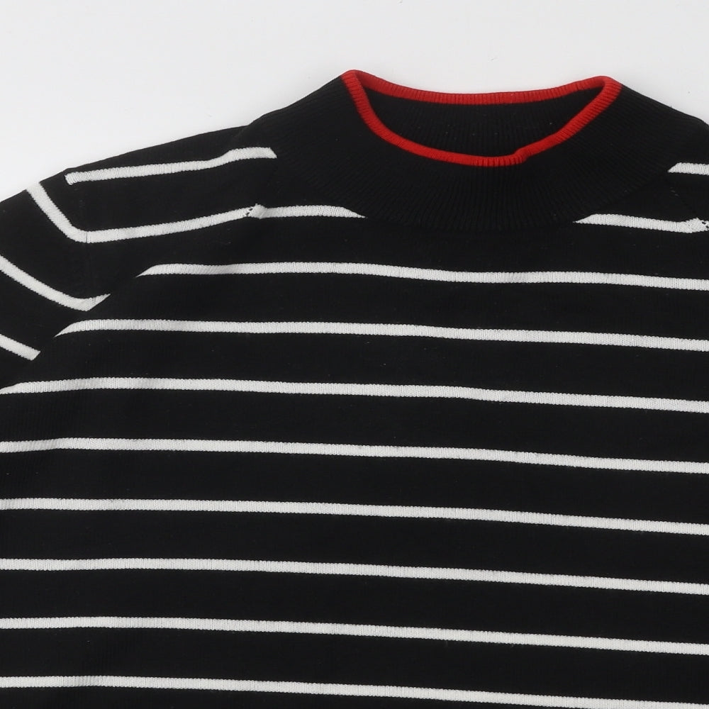 Marks and Spencer Womens Black Mock Neck Striped Acrylic Pullover Jumper Size 18