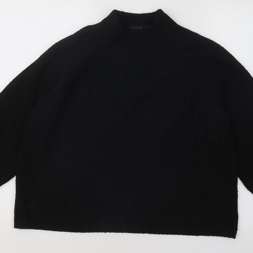 Boohoo Womens Black Mock Neck Polyester Pullover Jumper Size M - Ribbed