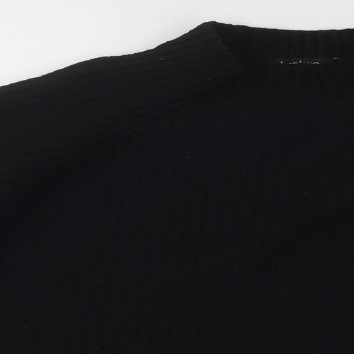 Boohoo Womens Black Mock Neck Polyester Pullover Jumper Size M - Ribbed