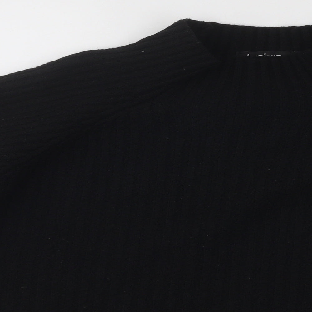 Boohoo Womens Black Mock Neck Polyester Pullover Jumper Size M - Ribbed