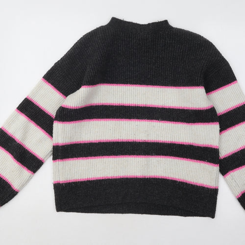 George Womens Multicoloured Mock Neck Striped Acrylic Pullover Jumper Size S