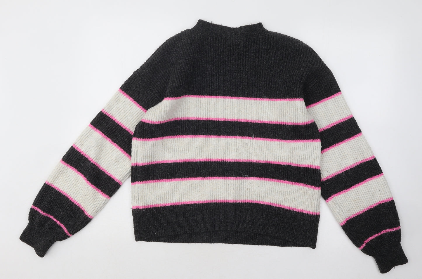 George Womens Multicoloured Mock Neck Striped Acrylic Pullover Jumper Size S