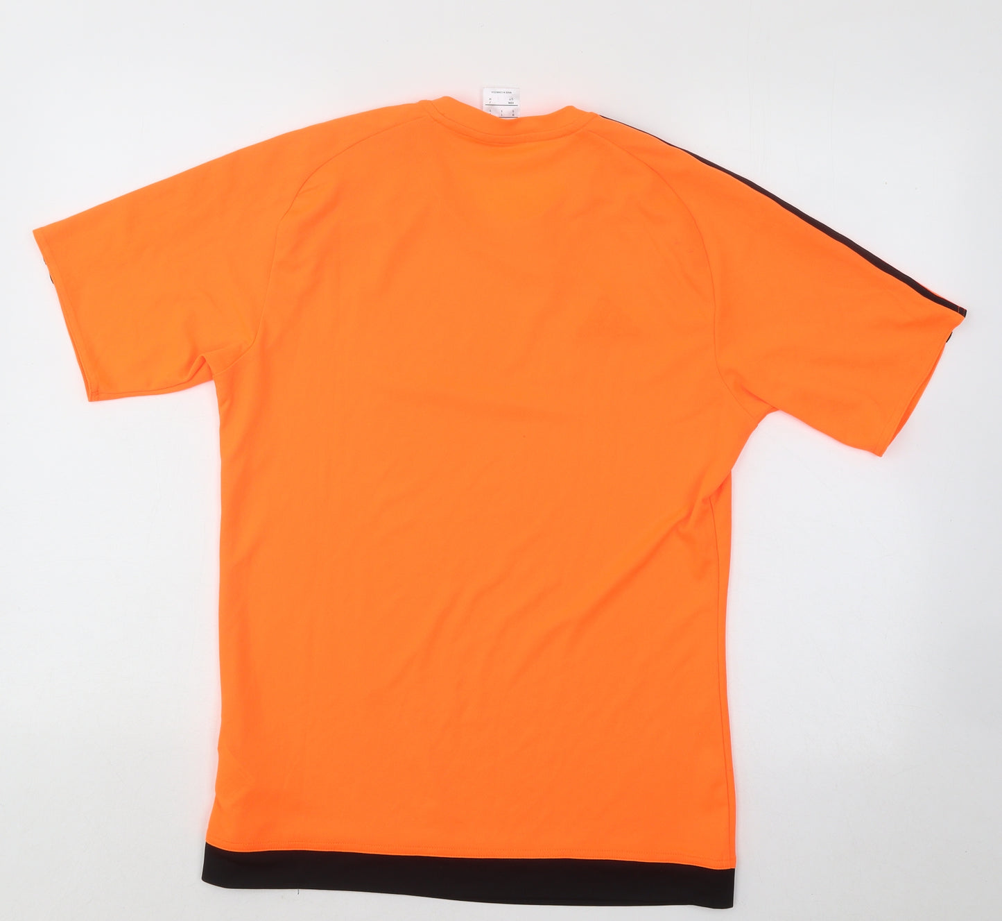 Addias Mens Orange Polyester Basic T-Shirt Size S Round Neck Pullover