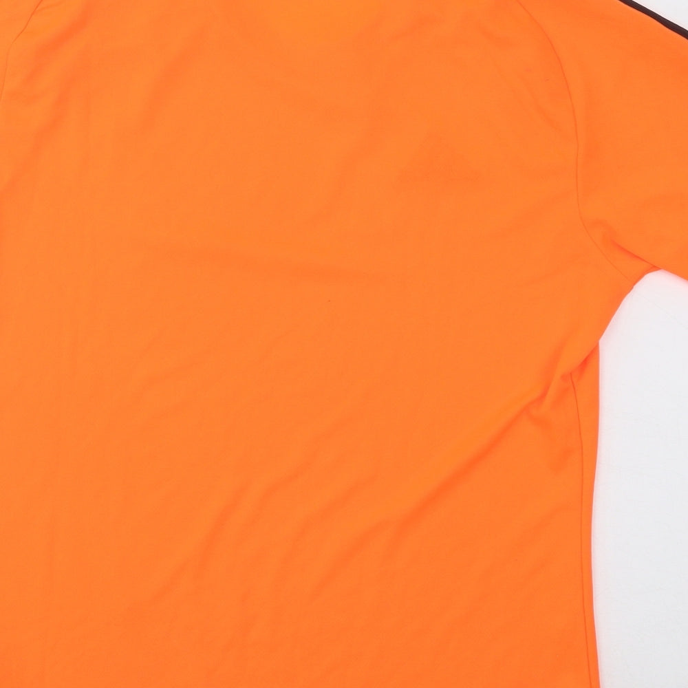 Addias Mens Orange Polyester Basic T-Shirt Size S Round Neck Pullover
