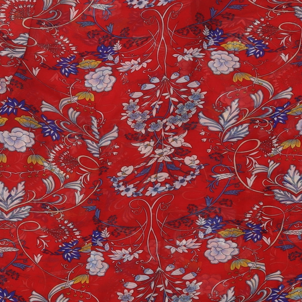 Style London Womens Red Paisley Polyester Basic Blouse Size L Collared