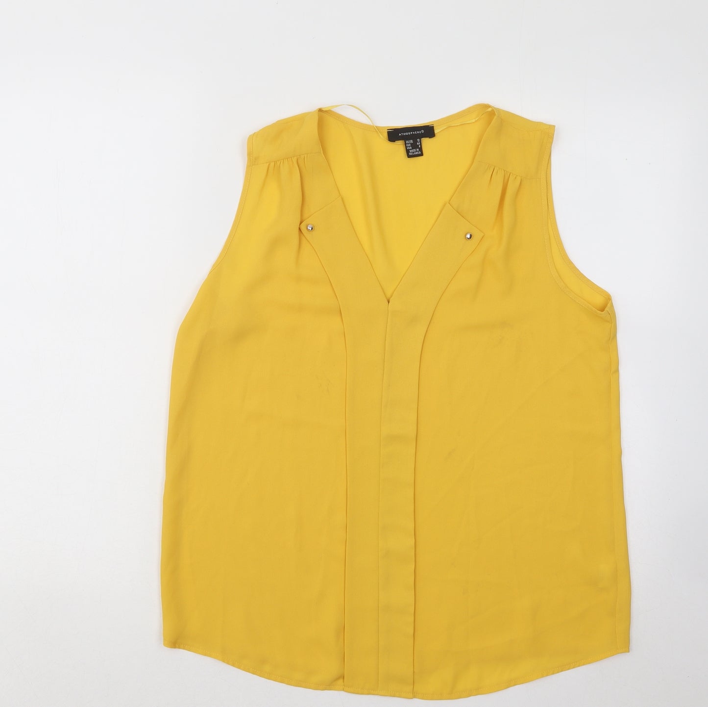 Atmosphere Womens Yellow Polyester Basic Tank Size 12 V-Neck